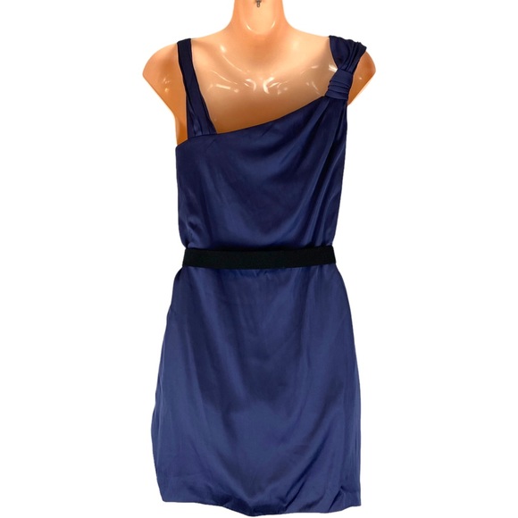 BCBGMaxAzria South Pacific Asymmetric Strap Cocktail Belted Dress Size 0 - Picture 7 of 12